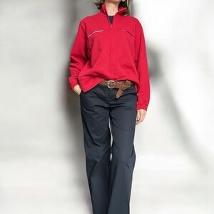 Tommy Hilfiger Y2K Sweatshirt Quarter Zip Red XL